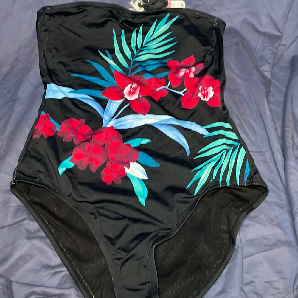 NWT Tommy Bahama Midnight Orchid Bandeau swimsuit size 10 NWT